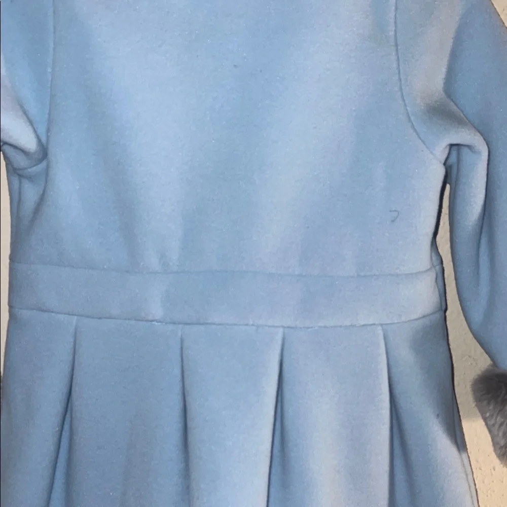 Good Lad Sky Blue Pea Coat with Charcoal Faux Fur